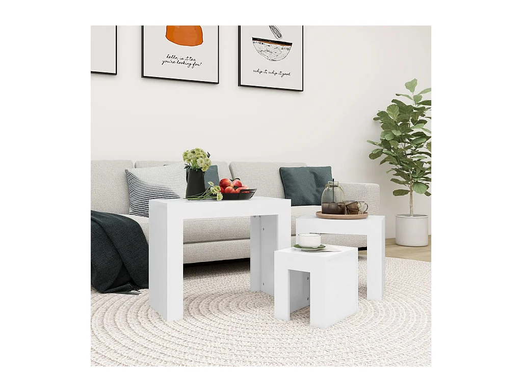 Tables basses gigognes 3 pcs Blanc