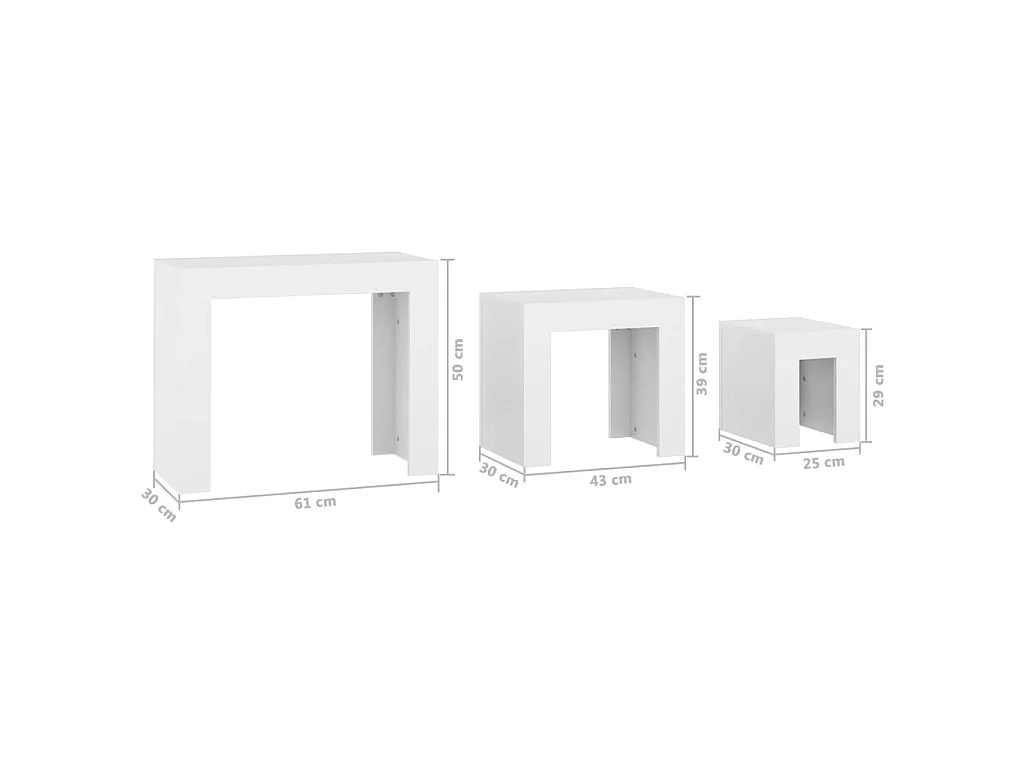 Tables basses gigognes 3 pcs Blanc