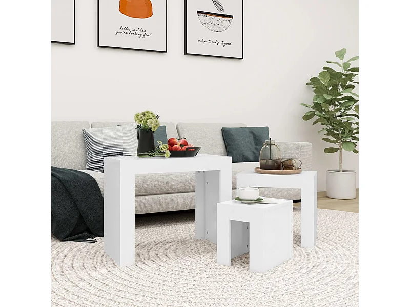 Tables basses gigognes 3 pcs Blanc