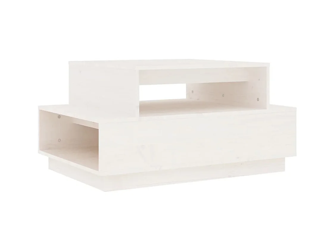 Table basse Blanc 80x55x40,5 Bois massif de pin