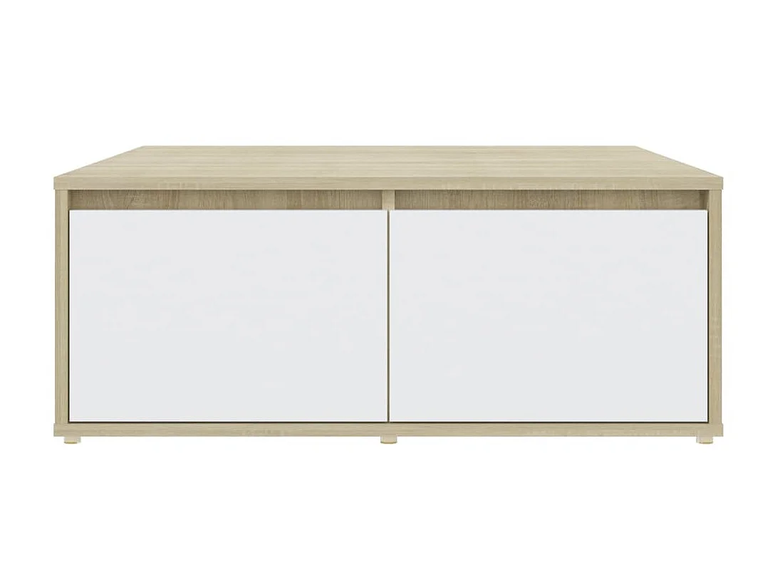 Table basse Blanc et chêne sonoma 80x80x31