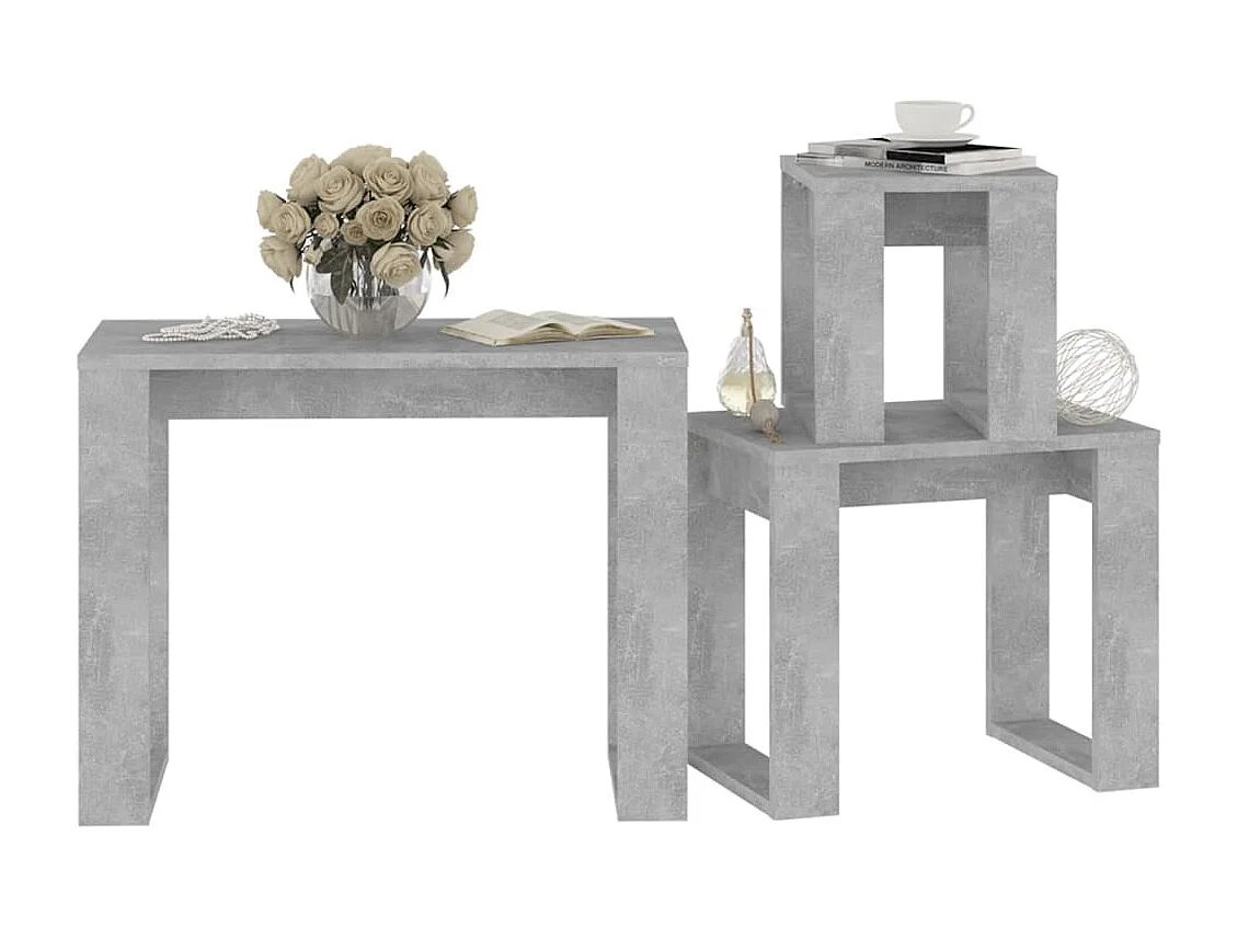 Tables gigognes 3 pcs Gris béton 3
