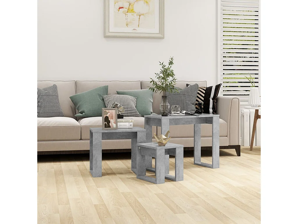 Tables gigognes 3 pcs Gris béton 3