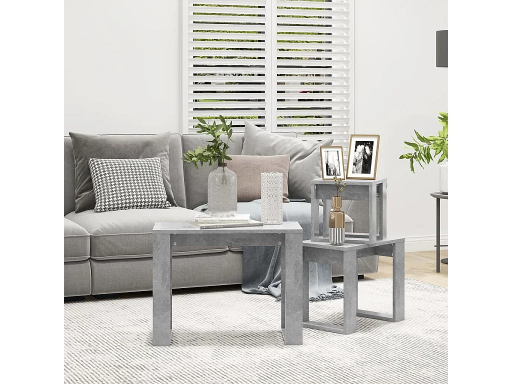 Tables gigognes 3 pcs Gris béton 3