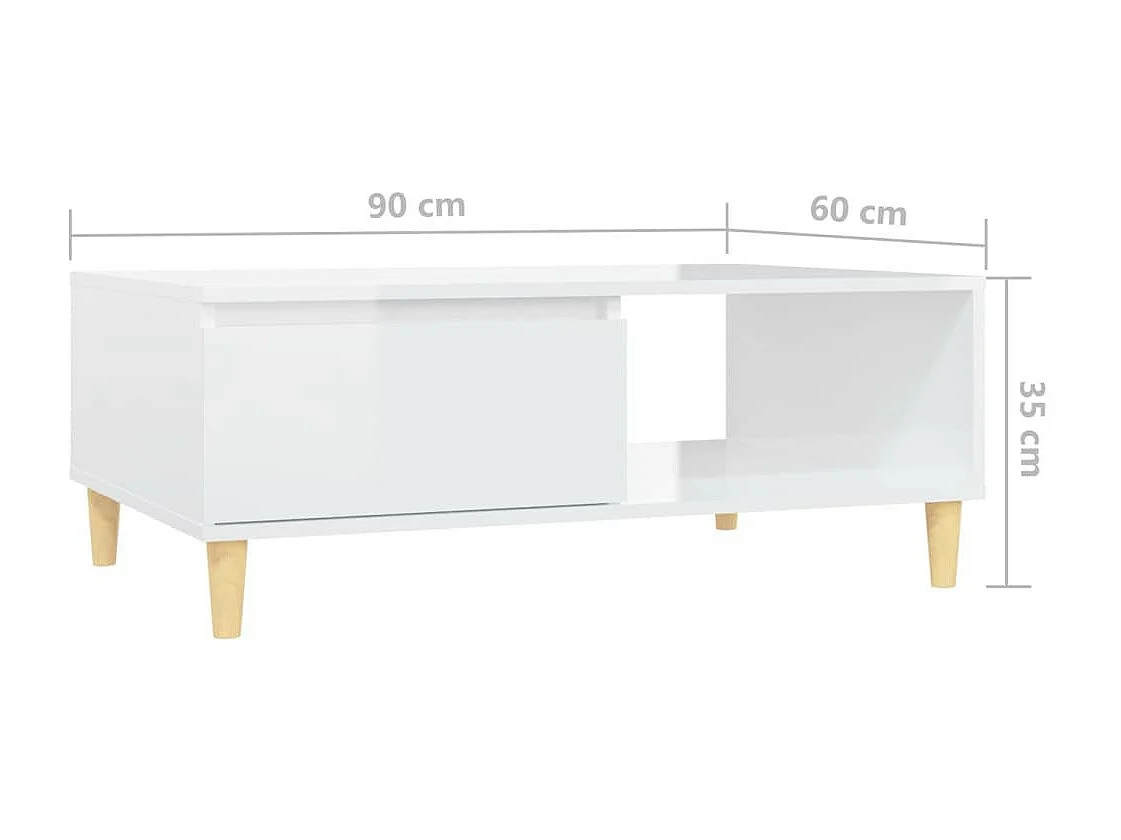 Table basse Blanc brillant 90x60x35