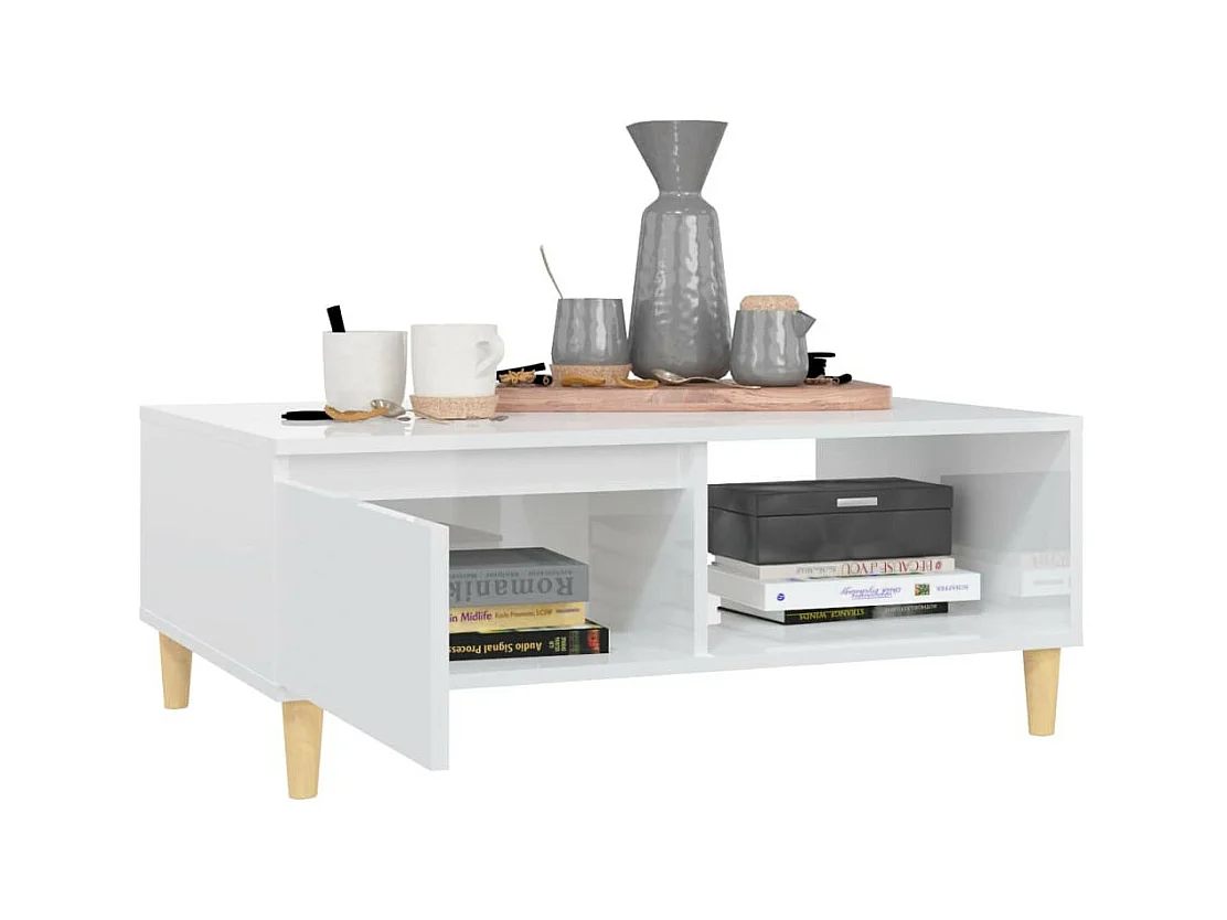 Table basse Blanc brillant 90x60x35
