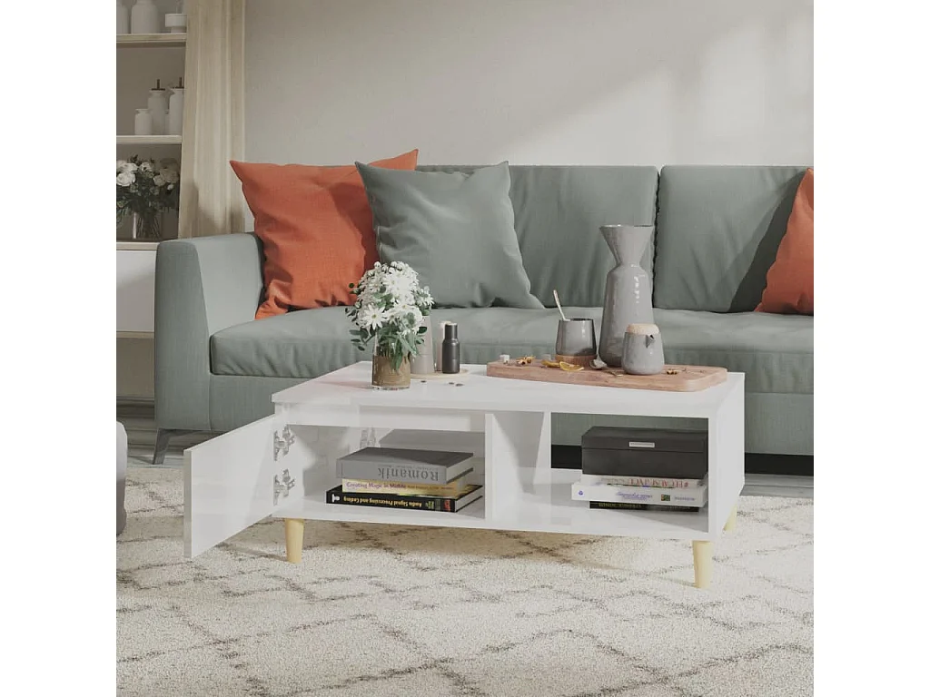 Table basse Blanc brillant 90x60x35