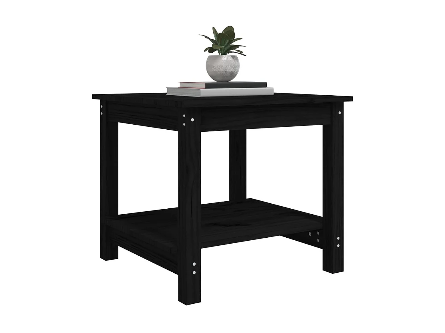 Table basse Noir 50x50x45 Bois massif de pin