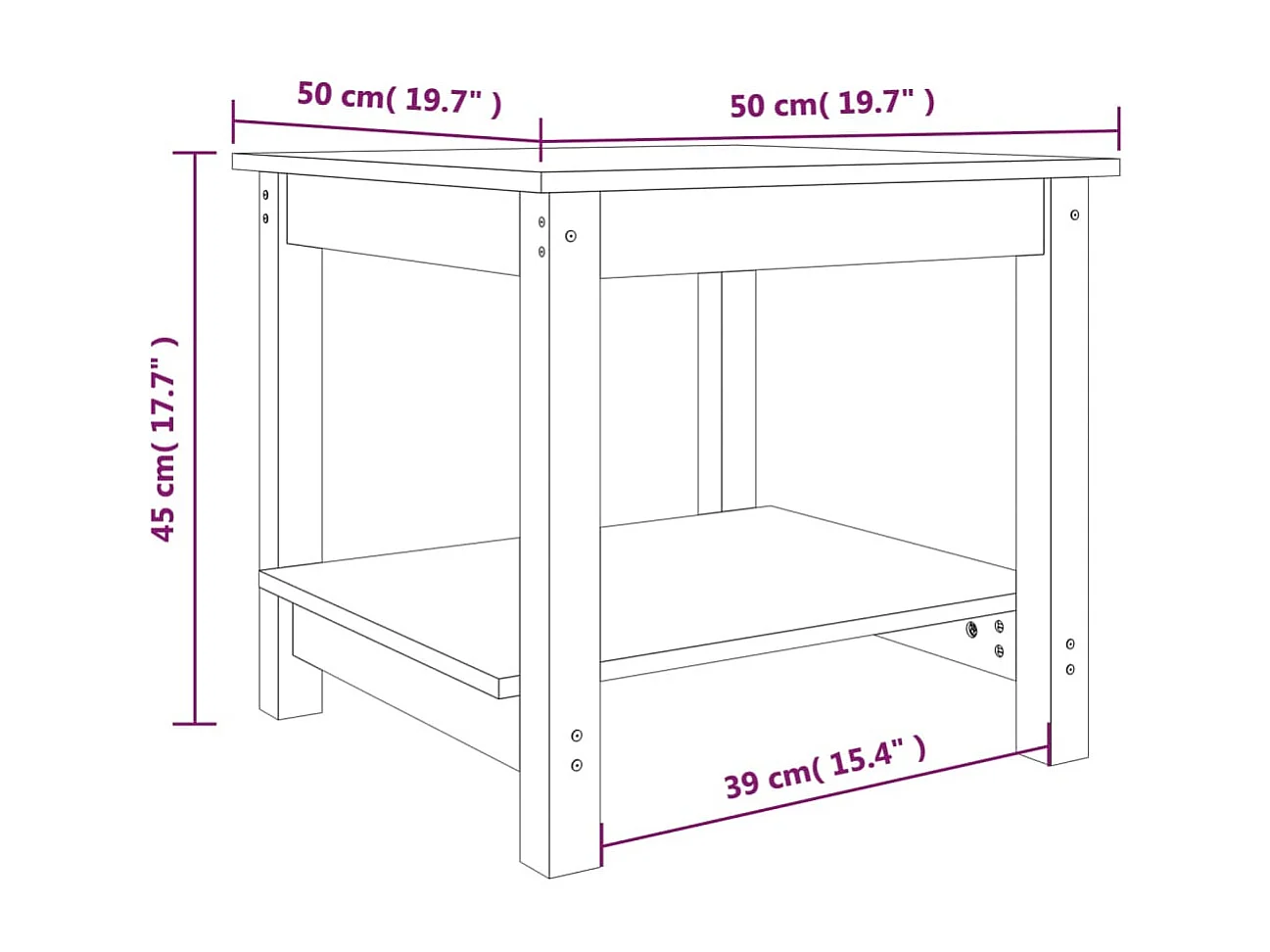Table basse Noir 50x50x45 Bois massif de pin