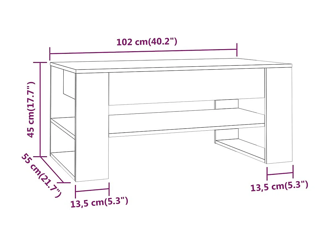 Table basse Noir 102x55x45 Bois d'ingénierie