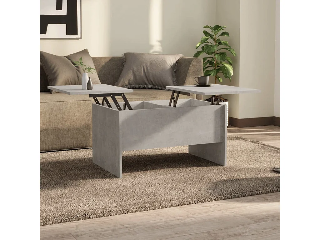 Table basse Gris béton 80x50x42,5 Bois d'ingénierie