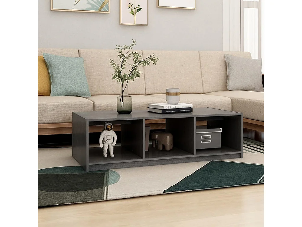 Table basse Gris 110x50x34 Bois de pin massif