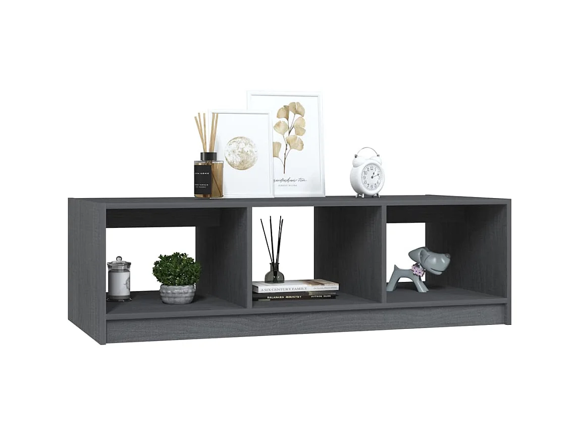 Table basse Gris 110x50x34 Bois de pin massif