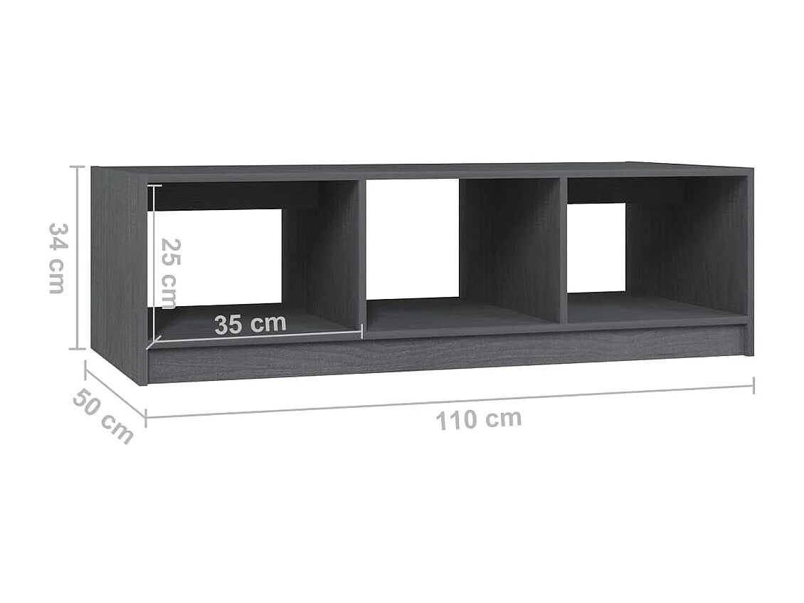 Table basse Gris 110x50x34 Bois de pin massif