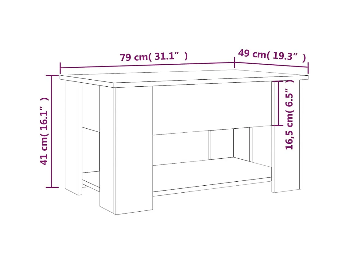 Salontafel 79x49x41 cm bewerkt hout zwart