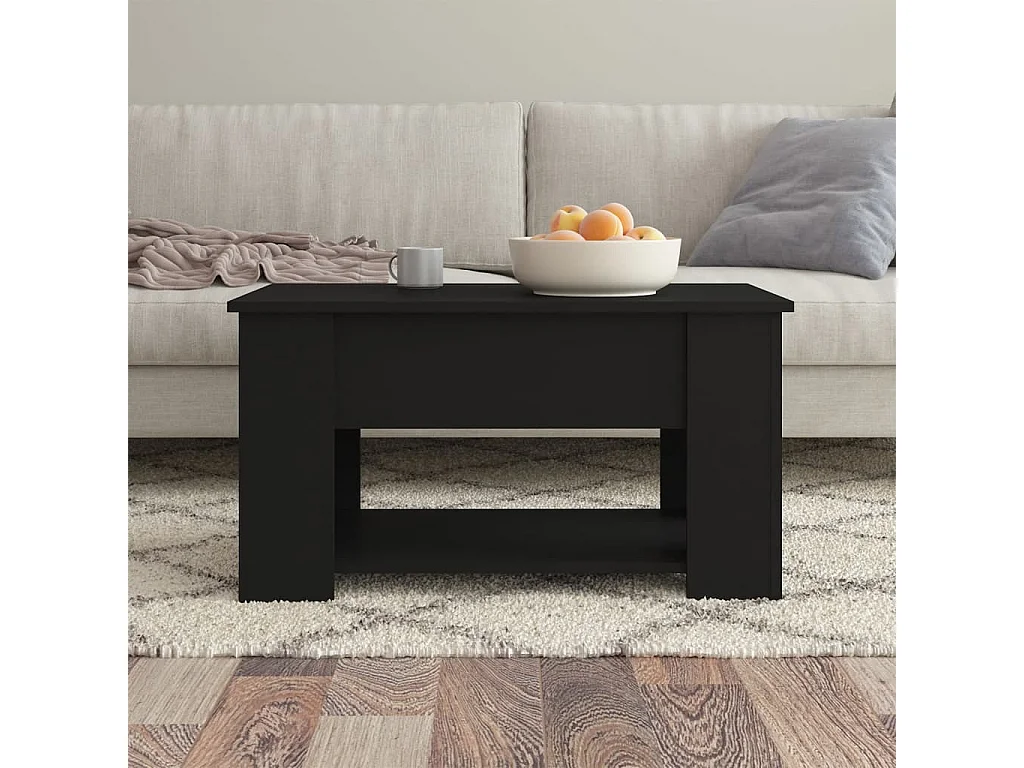 Table basse Noir 79x49x41 Bois d'ingénierie