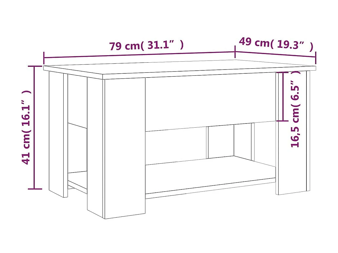 Table basse Noir 79x49x41 Bois d'ingénierie
