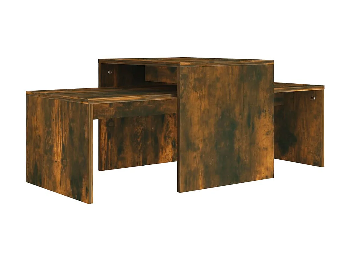 Ensemble table basse Chêne fumé 100x48x40 Bois d'ingénierie