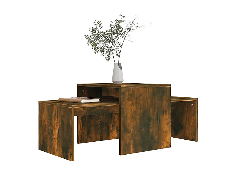 Ensemble table basse Chêne fumé 100x48x40 Bois d'ingénierie