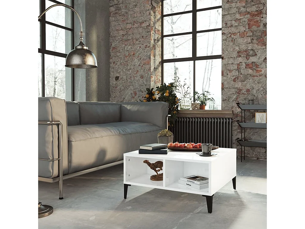 Table basse Blanc brillant 60x60x30 2