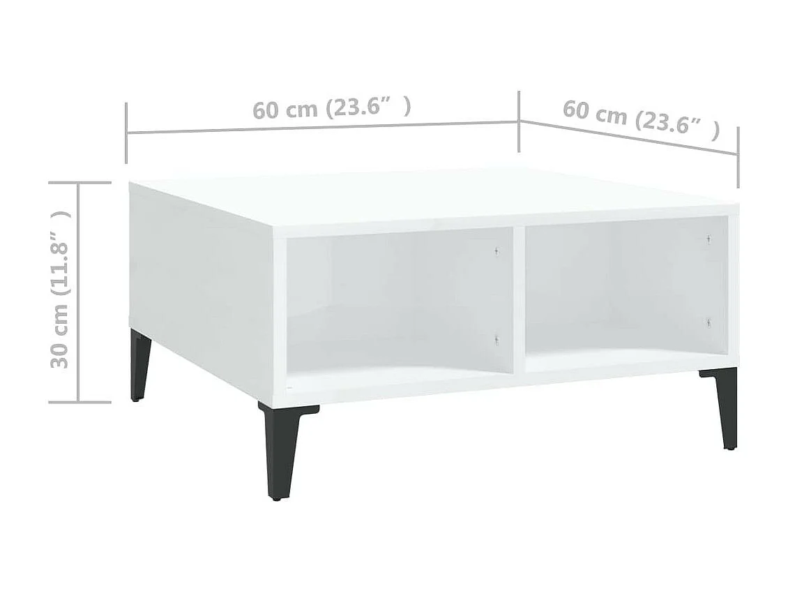 Table basse Blanc brillant 60x60x30 2