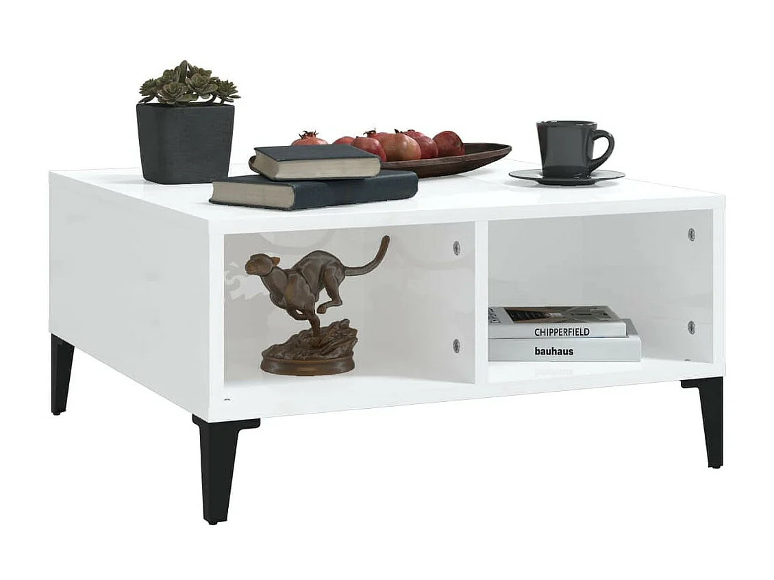 Table basse Blanc brillant 60x60x30 2