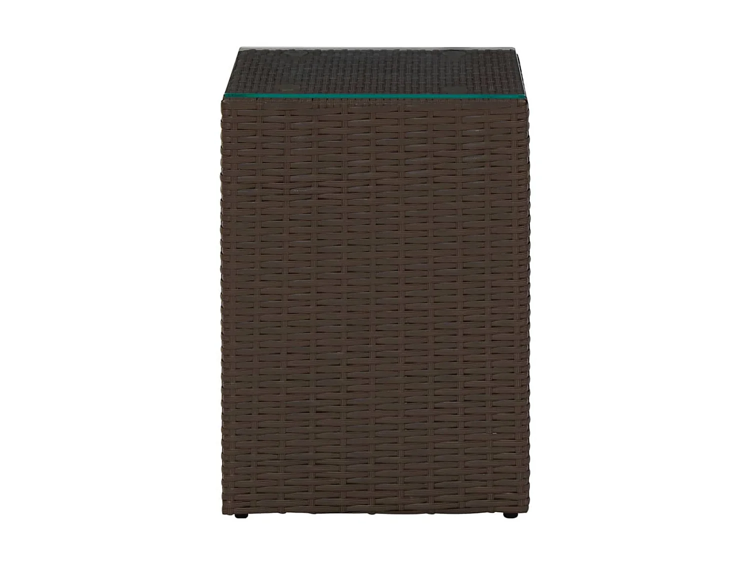 Tables d'appoint 3 pcs et dessus en verre Marron Résine tressée