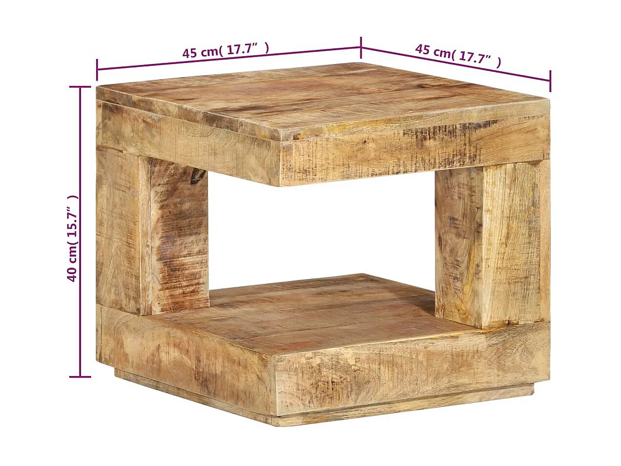 Table basse 45x45x40 Bois de manguier massif