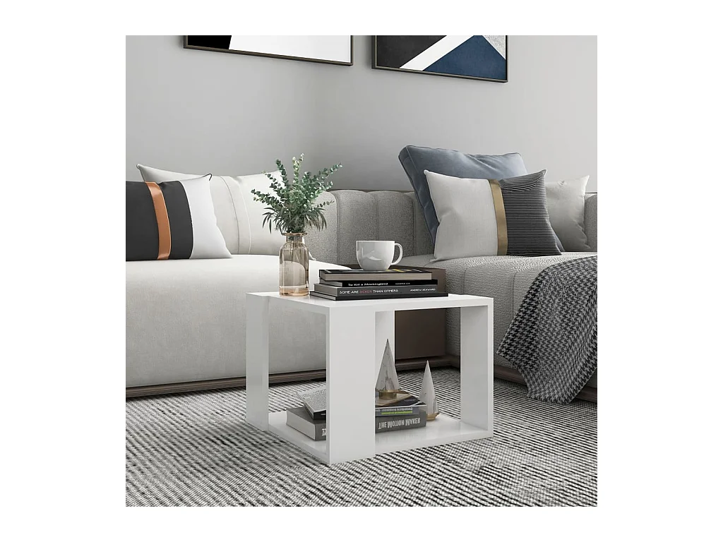 Salontafel 40x40x30 cm bewerkt hout wit