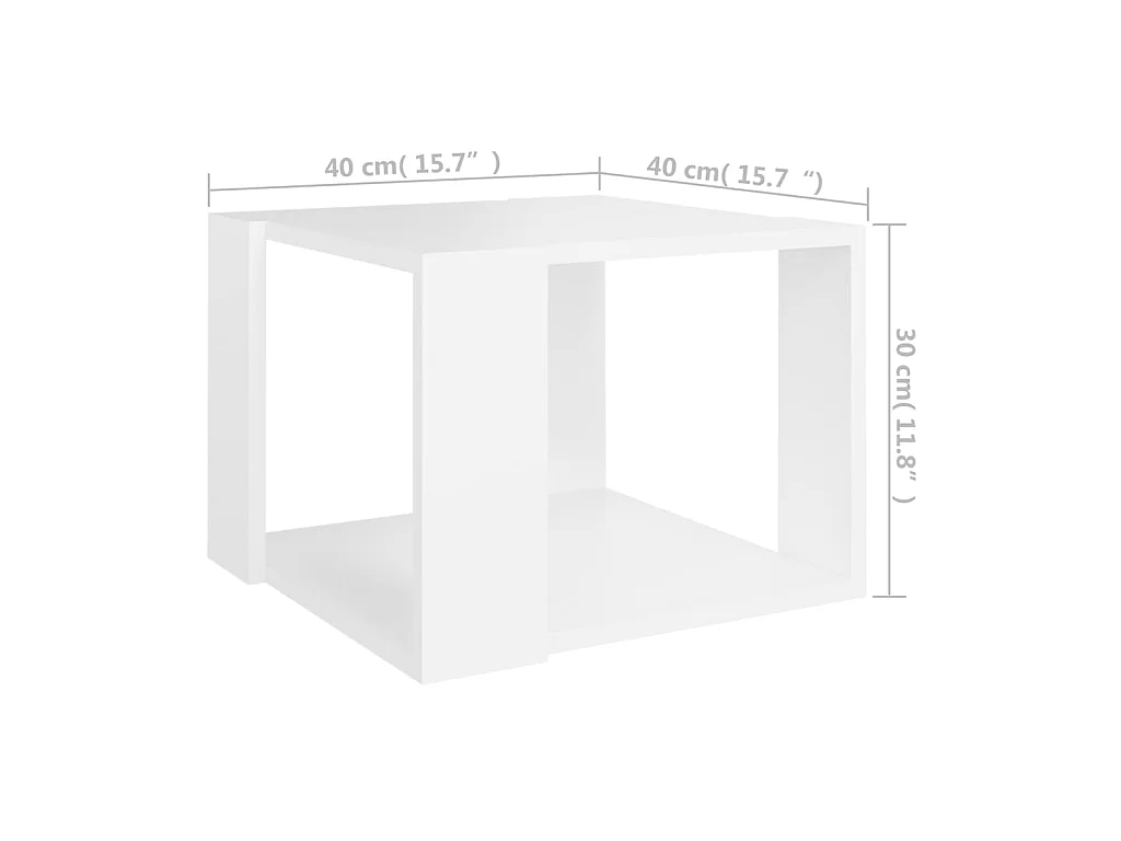 Salontafel 40x40x30 cm bewerkt hout wit