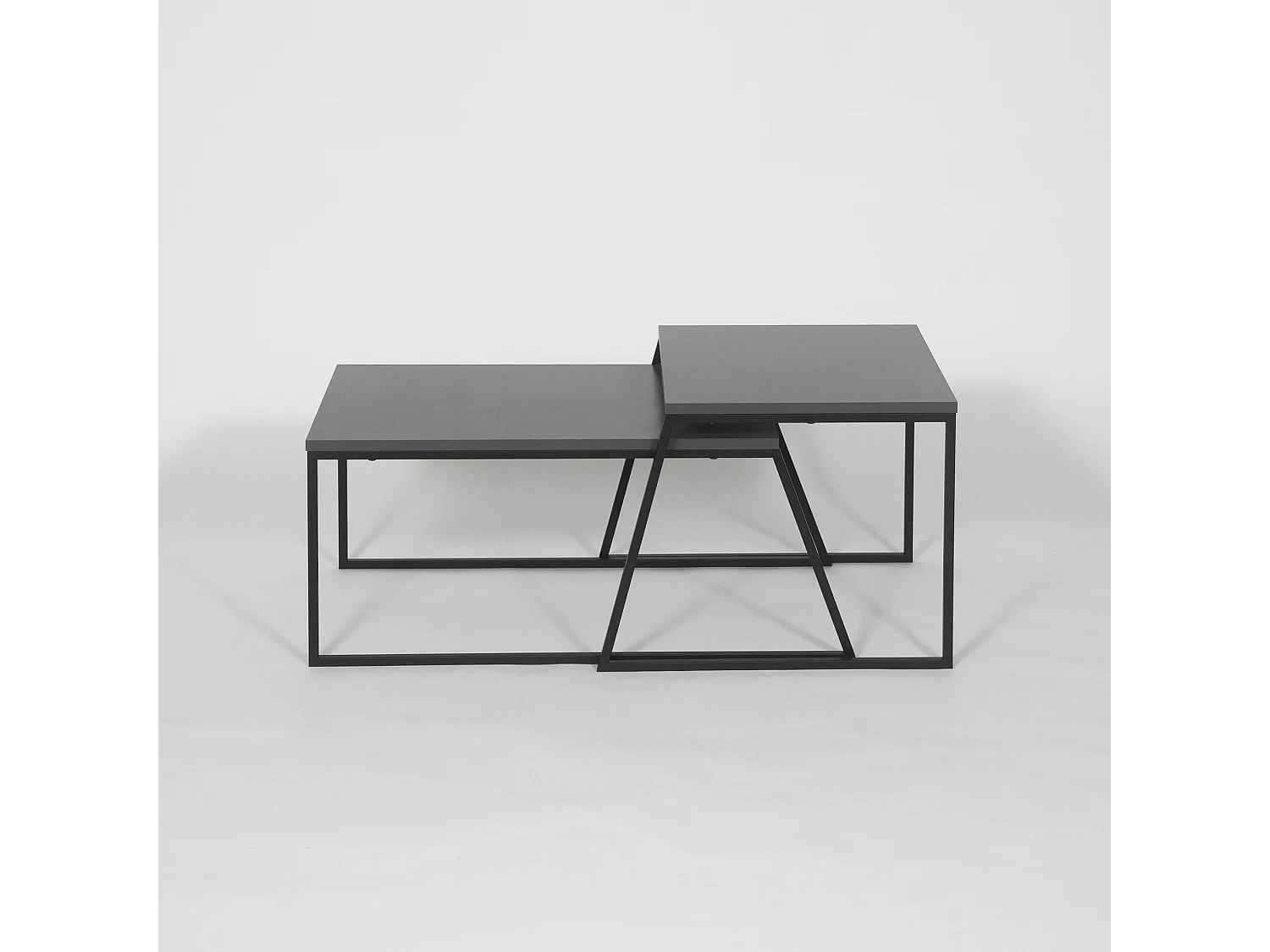 Conjunto mesa de centro Kailua 1435, Antracita, 45x55x57cm, Aglomerado laminado, Angular