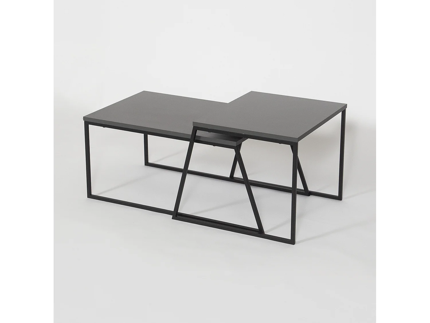 Conjunto mesa de centro Kailua 1435, Antracita, 45x55x57cm, Aglomerado laminado, Angular