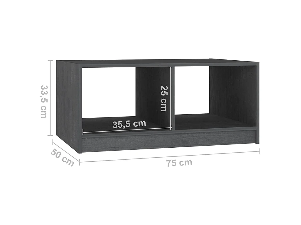 Table basse Gris 75x50x33,5 Bois de pin massif