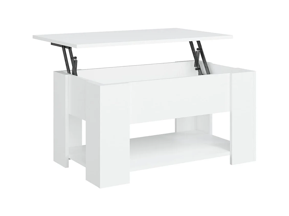 Table basse Blanc 79x49x41 Bois d'ingénierie 2