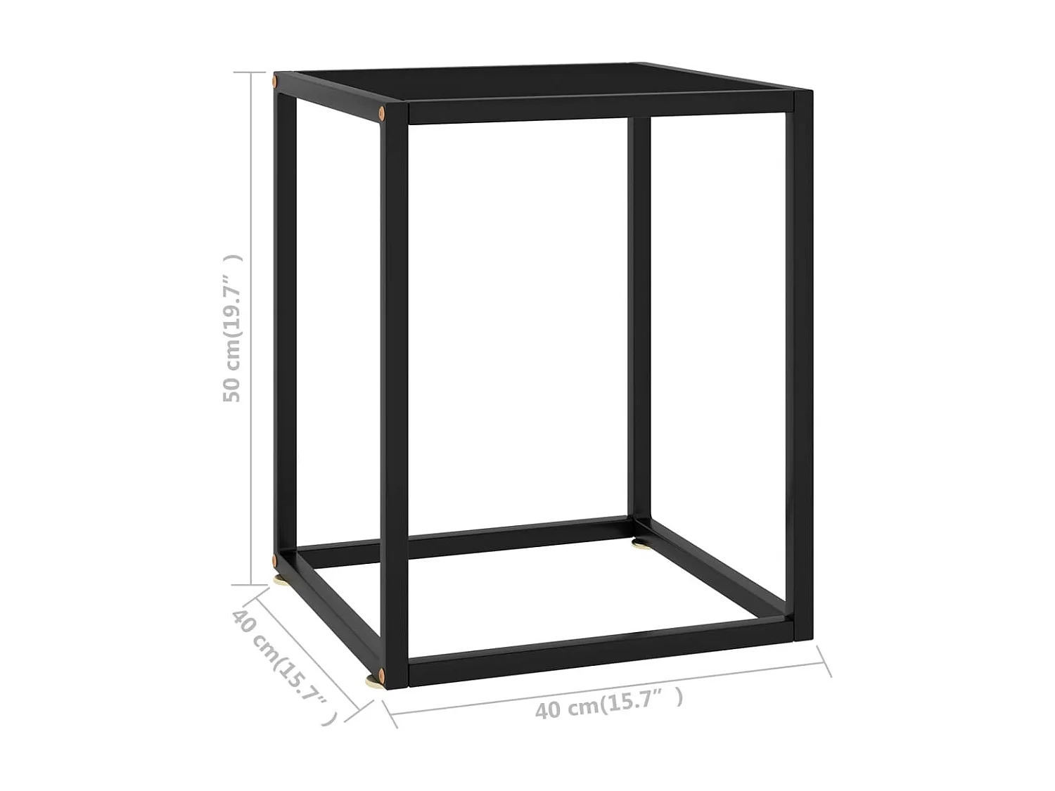 Table basse Noir avec verre noir 40x40x50