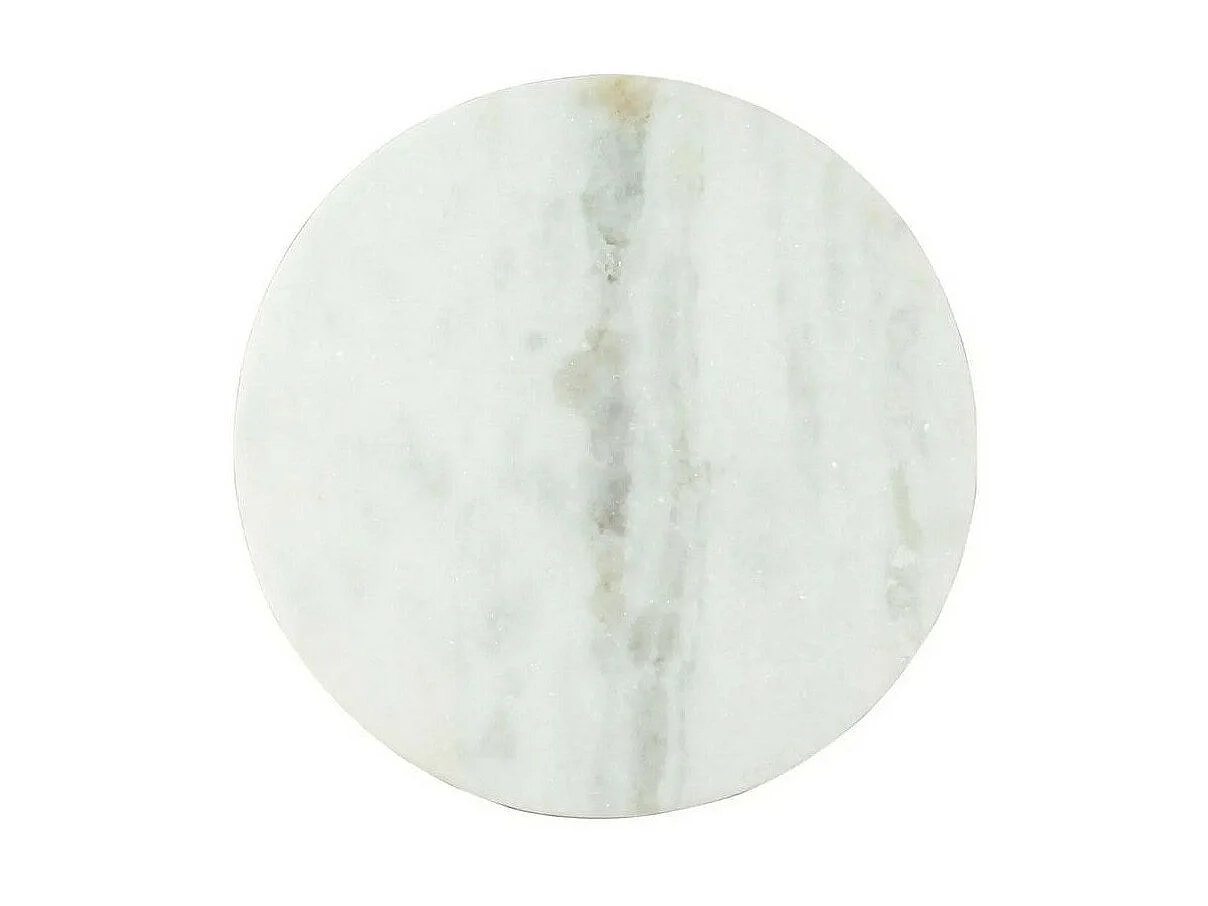 Table basse ronde marbre blanc et pieds métal noir Irmin