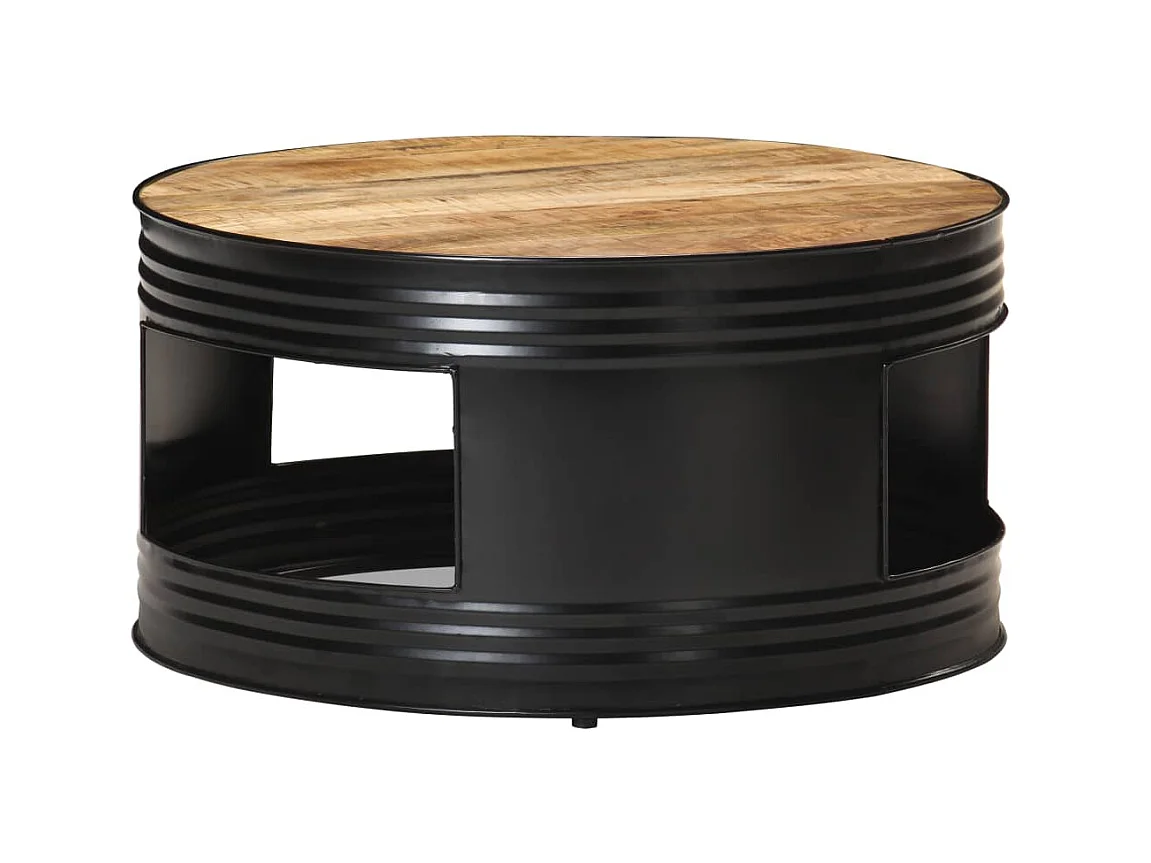 Table basse Noir 68x68x36 Bois massif de manguier brut
