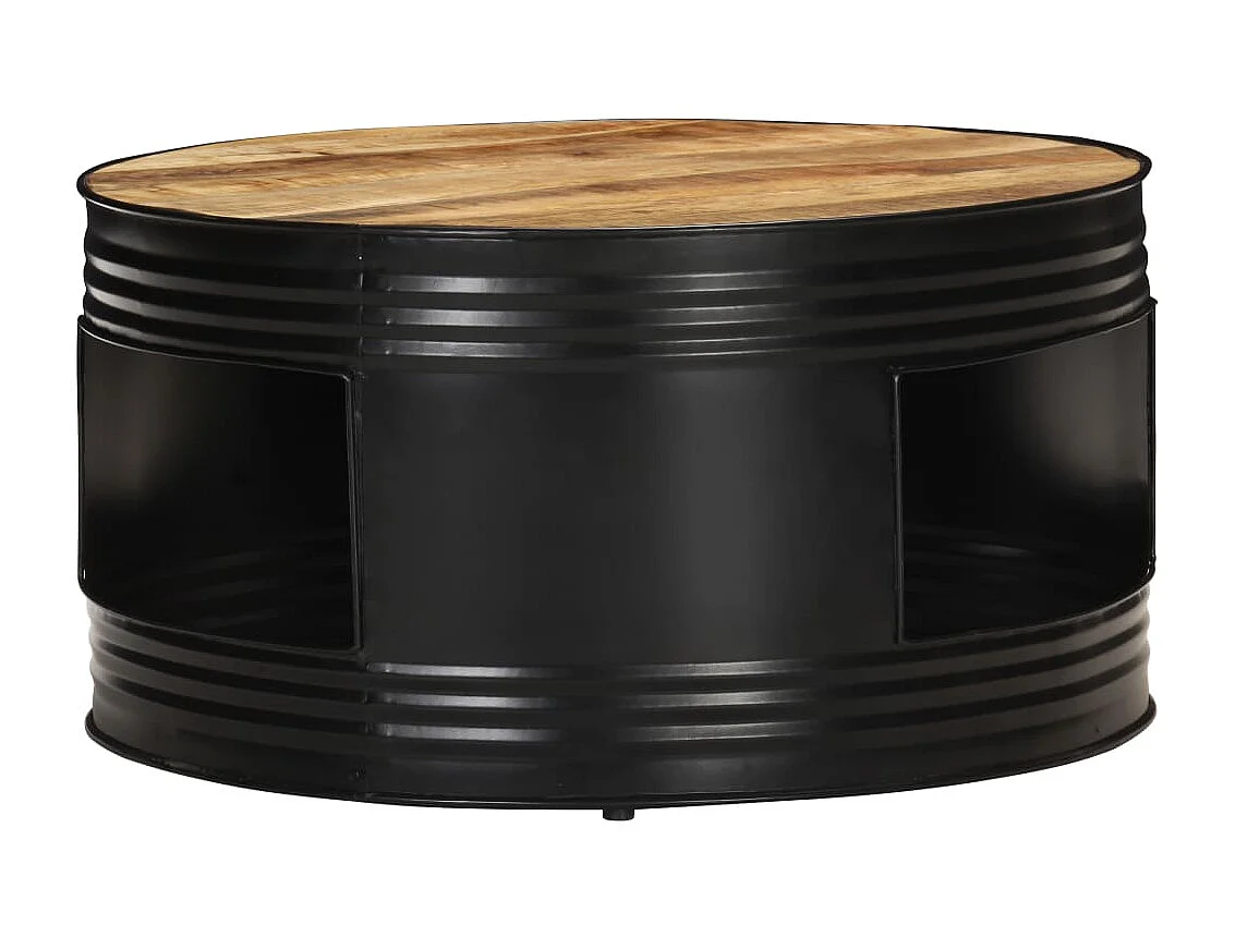 Table basse Noir 68x68x36 Bois massif de manguier brut