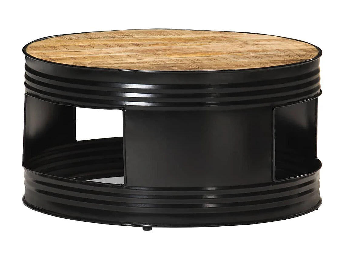 Table basse Noir 68x68x36 Bois massif de manguier brut