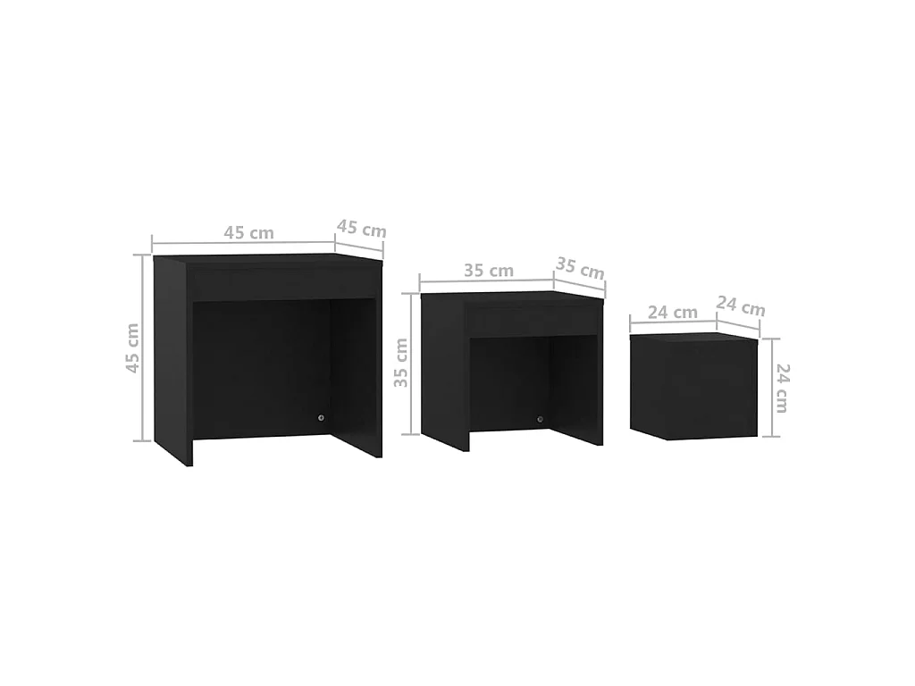 Tables gigognes 3 pcs Noir