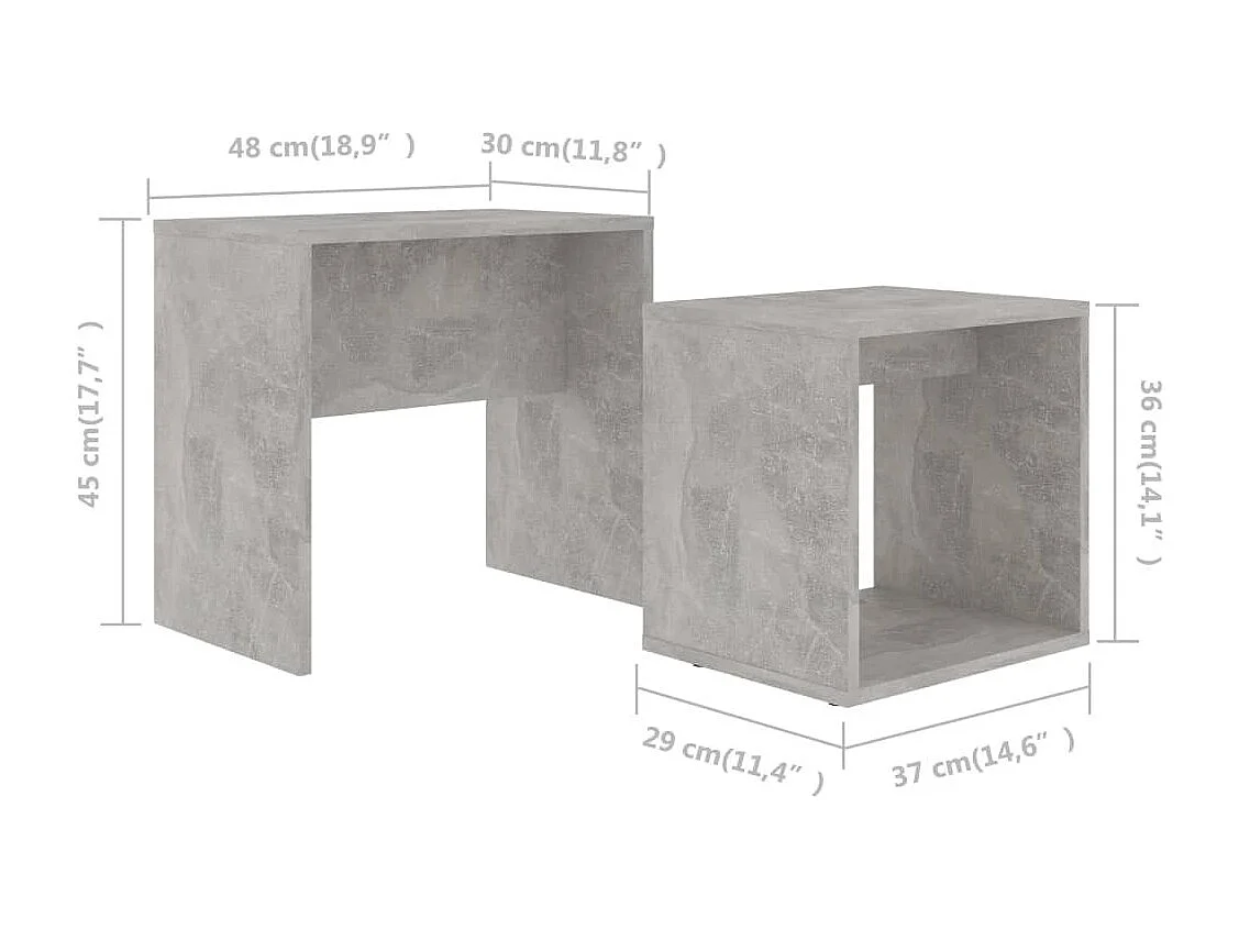 Ensemble de tables basses Gris béton 48x30x45