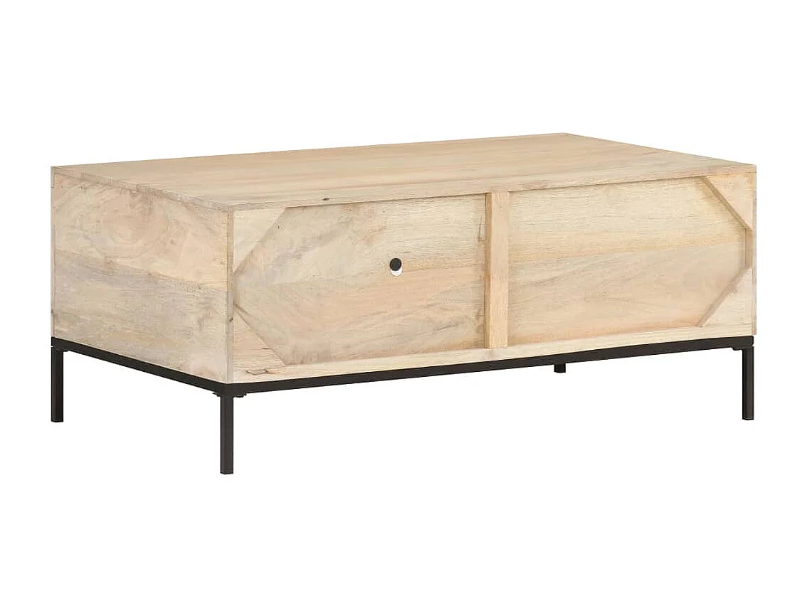 Table basse 90x50x37 Bois de manguier et canne naturelle