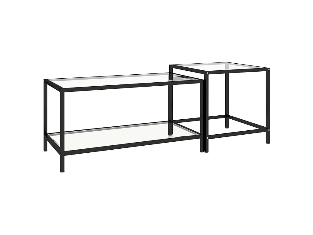 Tables à thé 2 pcs Verre trempé Transparent