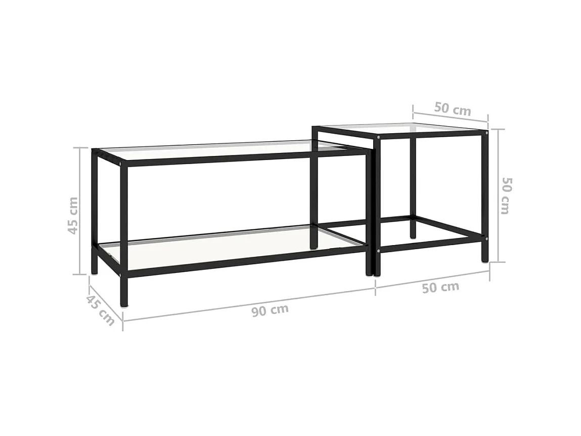 Tables à thé 2 pcs Verre trempé Transparent