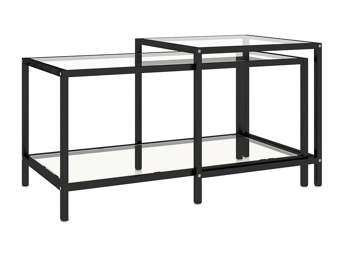 Tables à thé 2 pcs Verre trempé Transparent