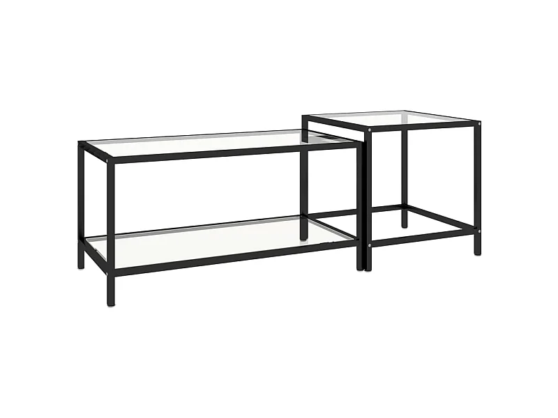 Tables à thé 2 pcs Verre trempé Transparent