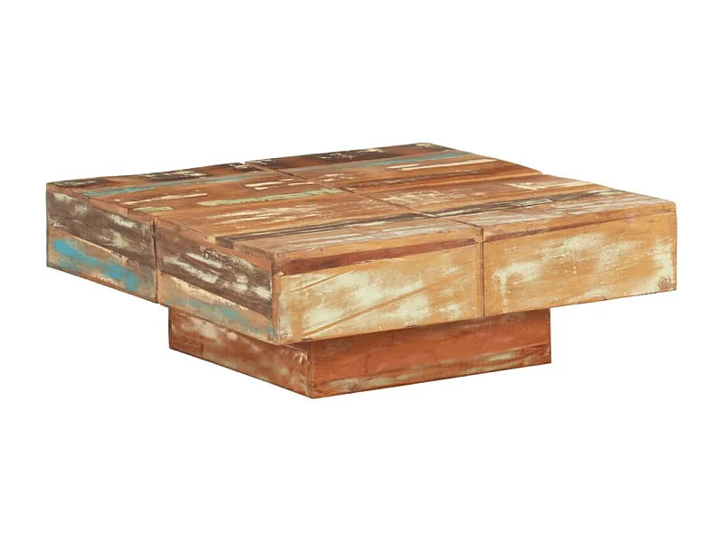 Table basse 80x80x28 Bois de récupération massif