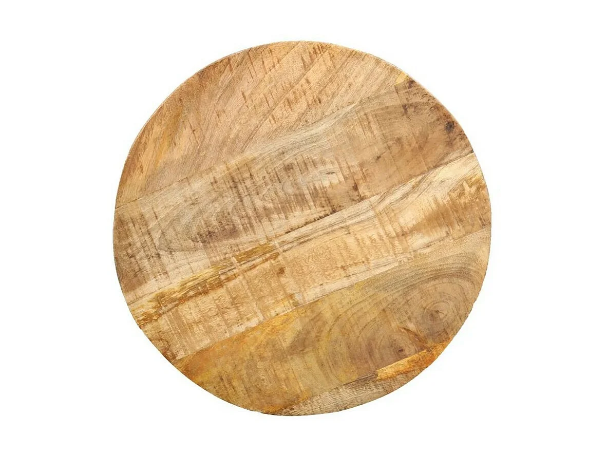 Table basse ronde manguier massif clair et métal blanc Liaish