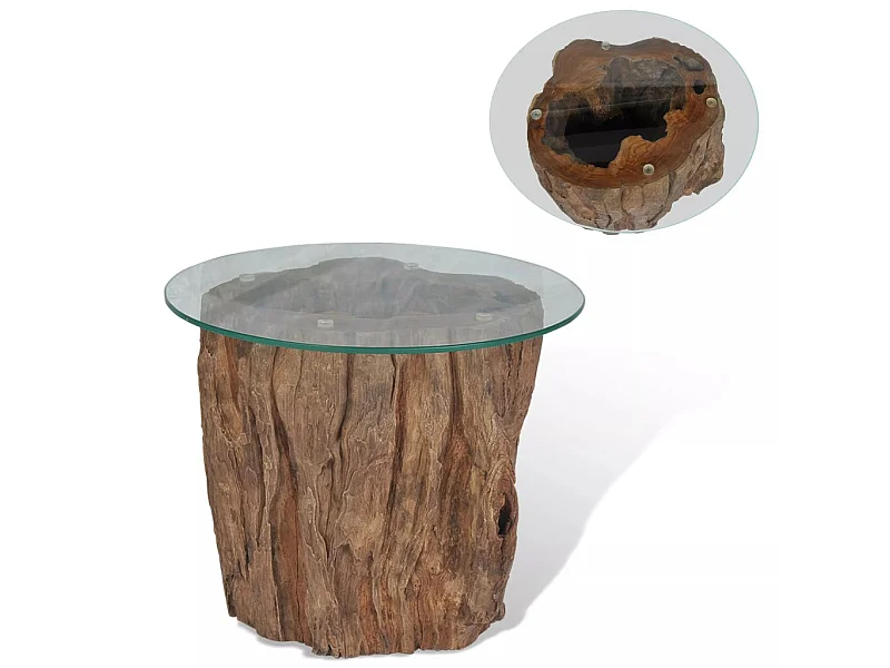 Table basse Teck Verre 50x40