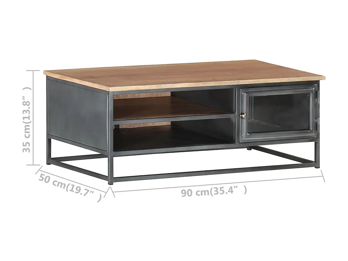 Table basse Gris 90x50x35 Bois d'acacia massif